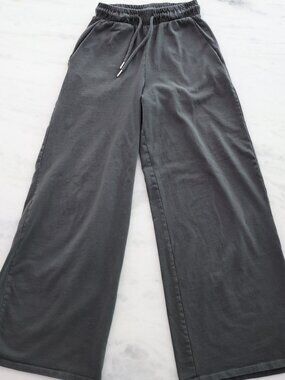 ZARA Wide Leg Garment Dyed Grey Sweatpants Women's